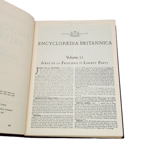 1959 Edition Encyclopedia Britannica Vtg HC Volume 13 JEREZ to LIBE Education - Picture 6 of 12